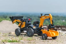 Дитячий трактор на педалях з причепом, переднім та заднім ковшами Falk 967N CASE CE (колір - помаранчевий)